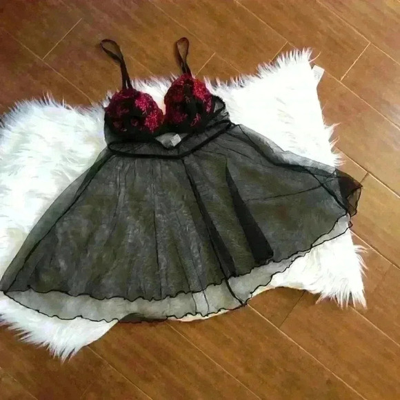 Y2K Secret Treasures Black and Red Baby Doll size Medium - Picture 3 of 5